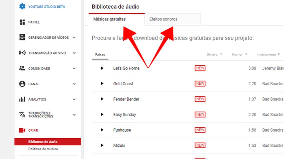 YouTube offers music to use without infringing copyright Photo: Reproduo / Paulo Alves