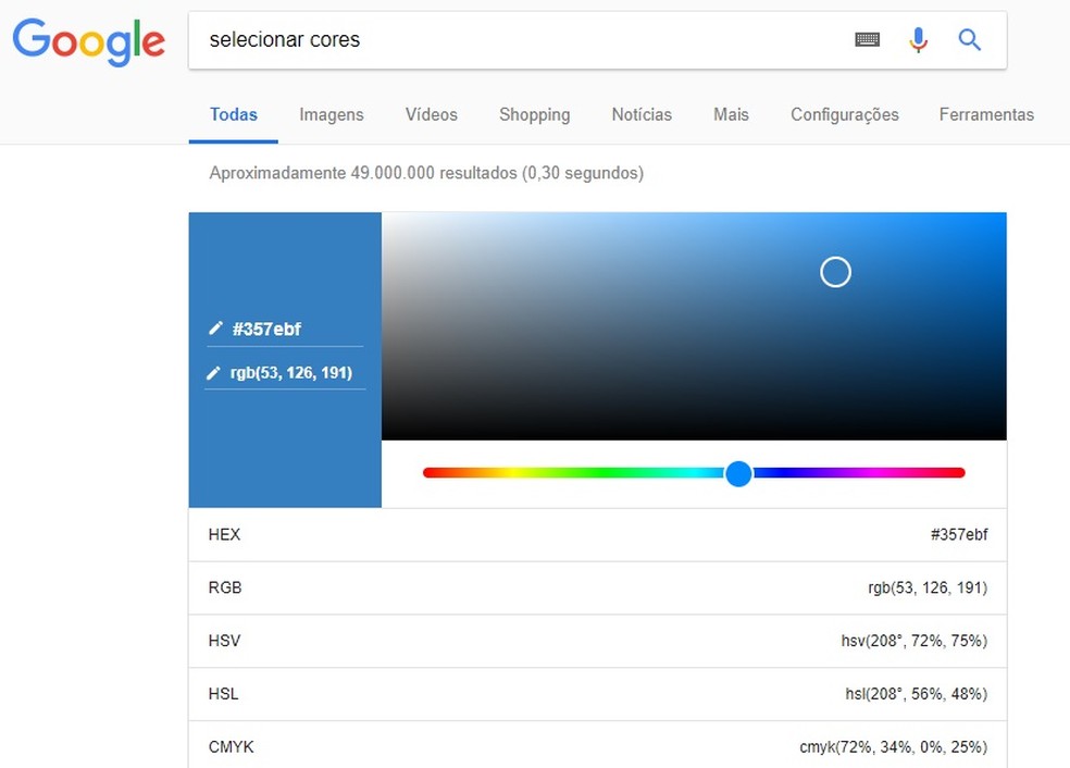 Google has a palette that lets you choose colors directly in the search engine Photo: Reproduo / Rodrigo Fernandes
