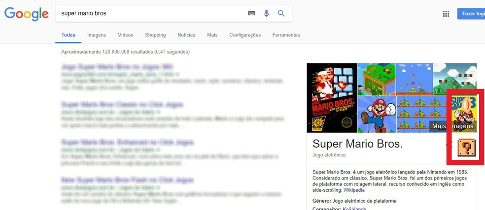 Super Mario Bros animated coin box appears discreet in detail on Google Photo: Reproduo / Rodrigo Fernandes