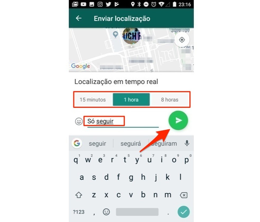 When setting real-time sharing options on WhatsApp for Android Photo: Reproduo / Marvin Costa