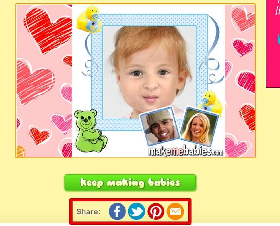 Result of the combination made by Make me Babies can be shared on the web Photo: Reproduo / Helito Bijora