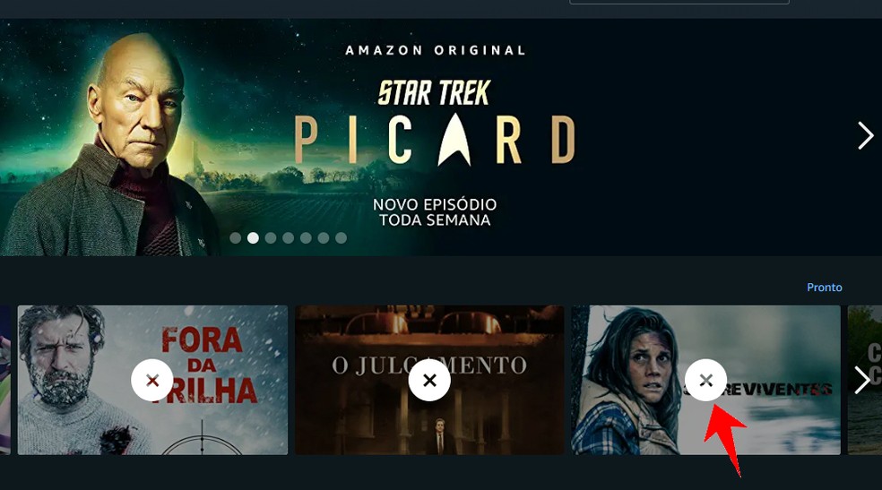Removing a movie from the history of the Amazon Prime Video home screen Photo: Reproduo / Rodrigo Fernandes
