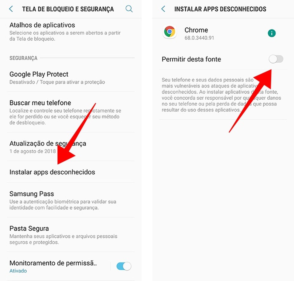 Disable permission to download APK on Android Photo: Reproduo / Paulo Alves
