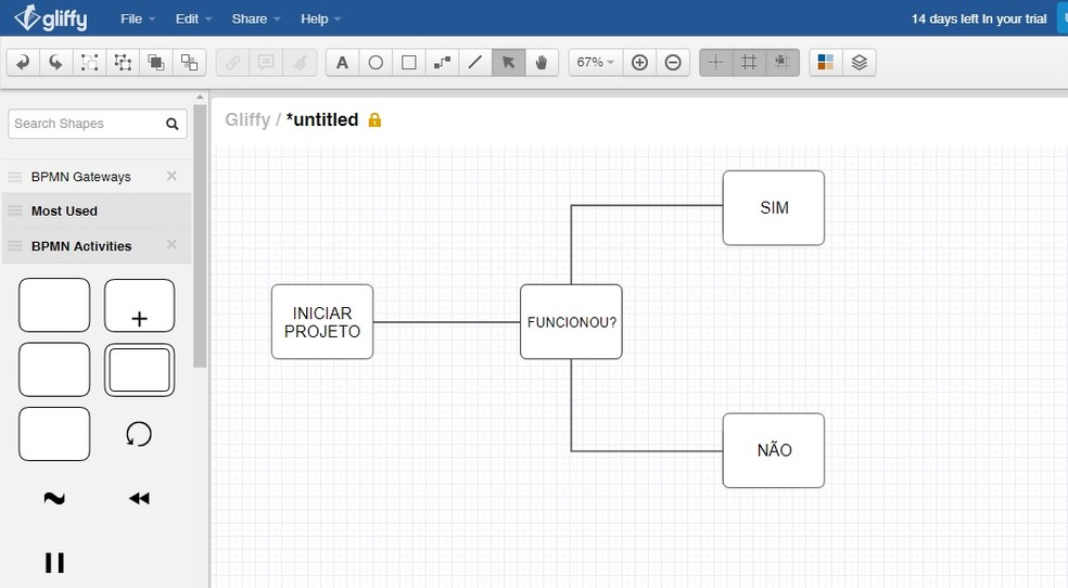 Gliffy allows you to create everything from basic to more complex flowcharts Photo: Reproduo / Rodrigo Fernandes