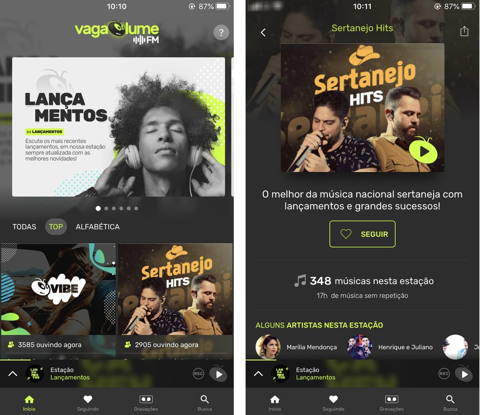 Vagalume.fm lets you listen to music online with a web radio Photo: Reproduo / Rodrigo Fernandes