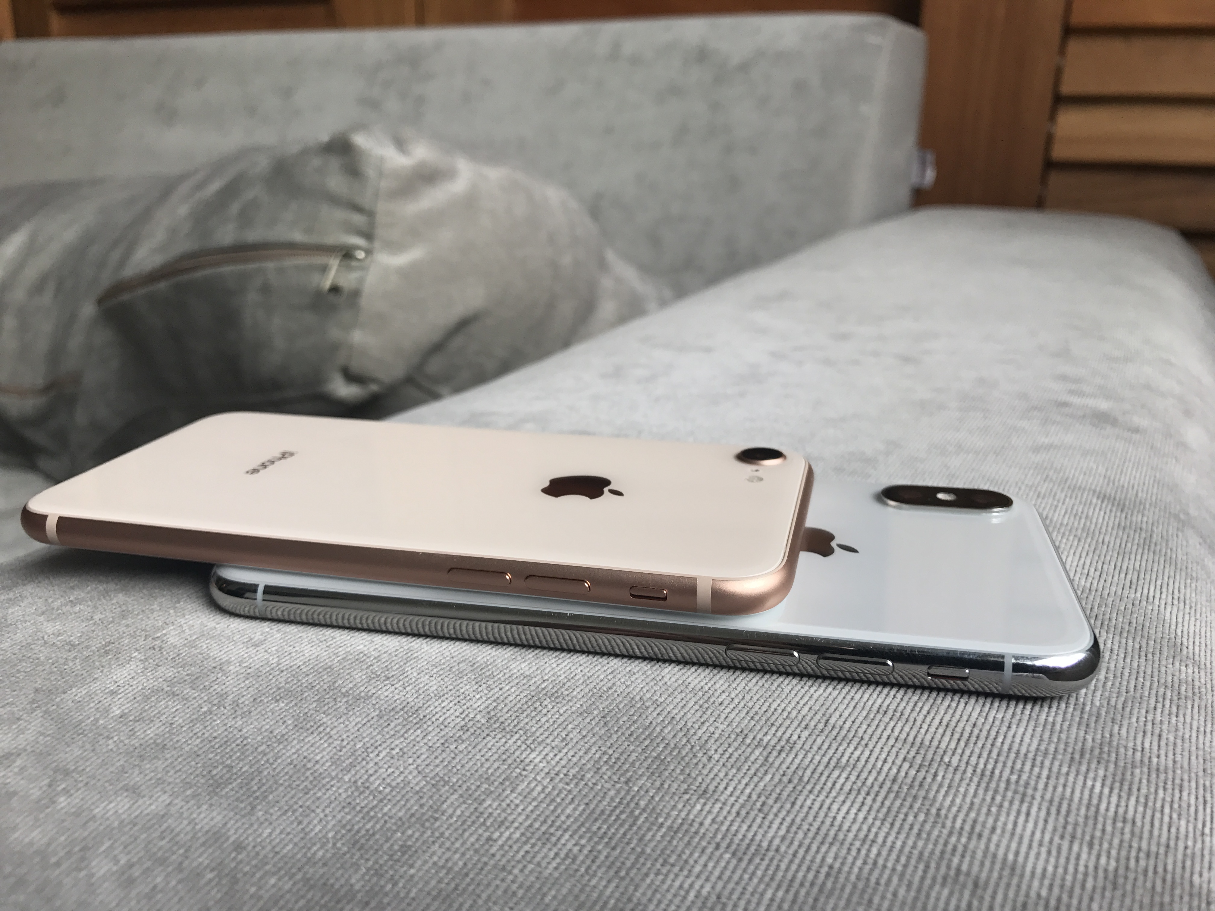 iPhone 8 on top of iPhone X