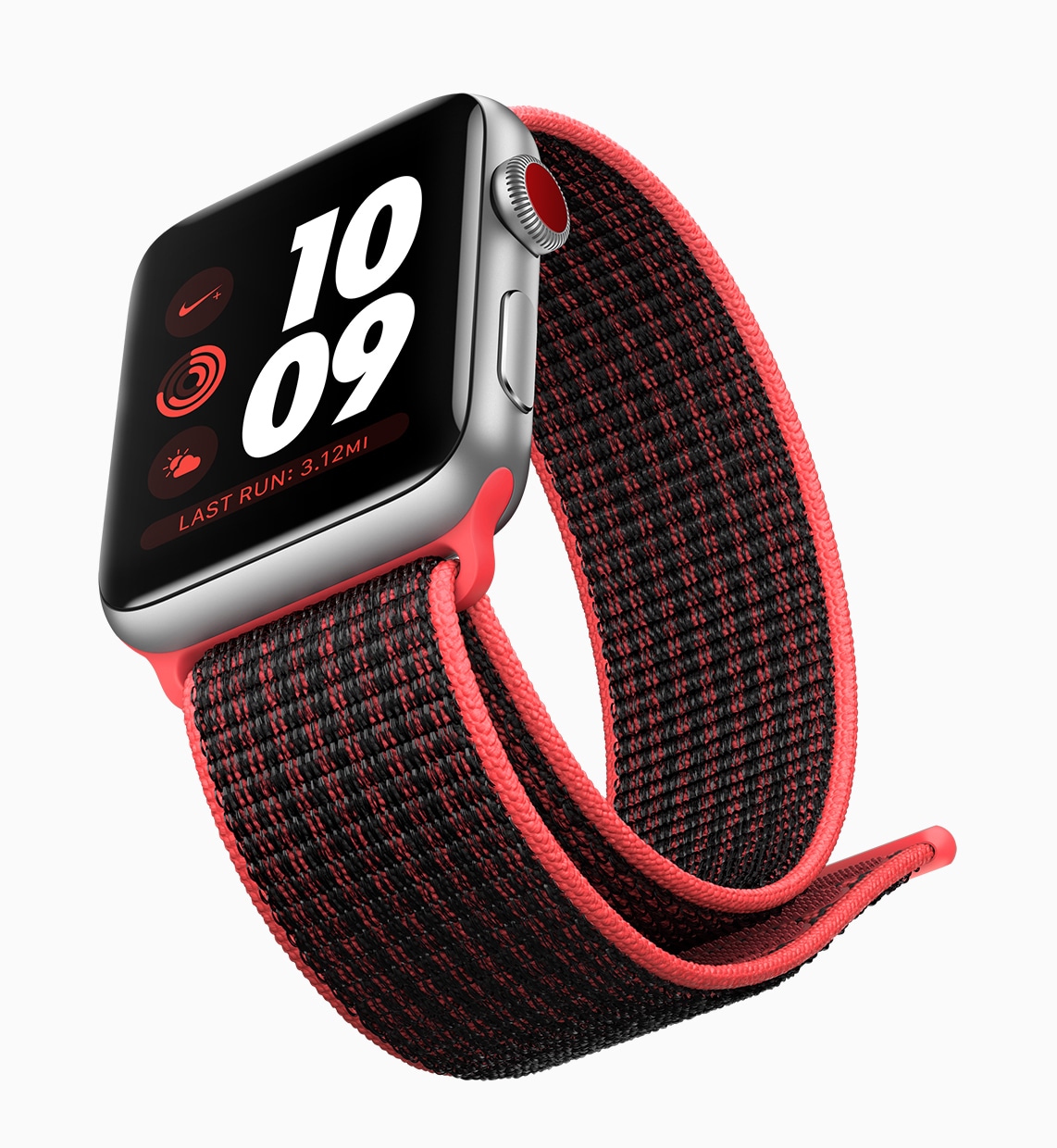 Apple Watch Series 3 with red sports band
