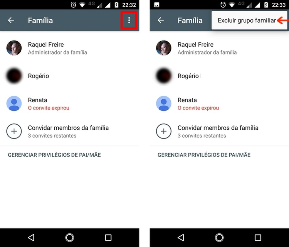 Google family group exclusion menu Photo: Reproduo / Raquel Freire
