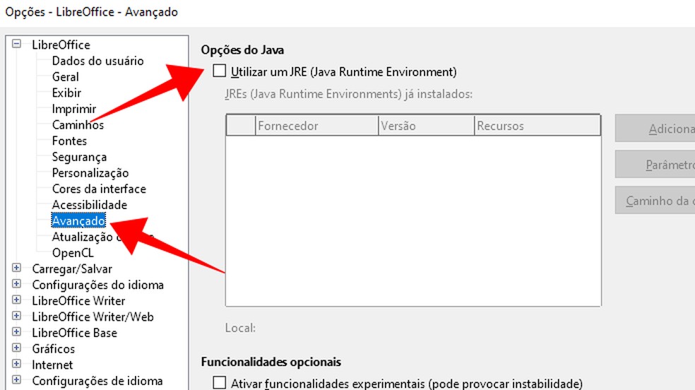 Disable Java to speed up LibreOffice Photo: Reproduo / Paulo Alves