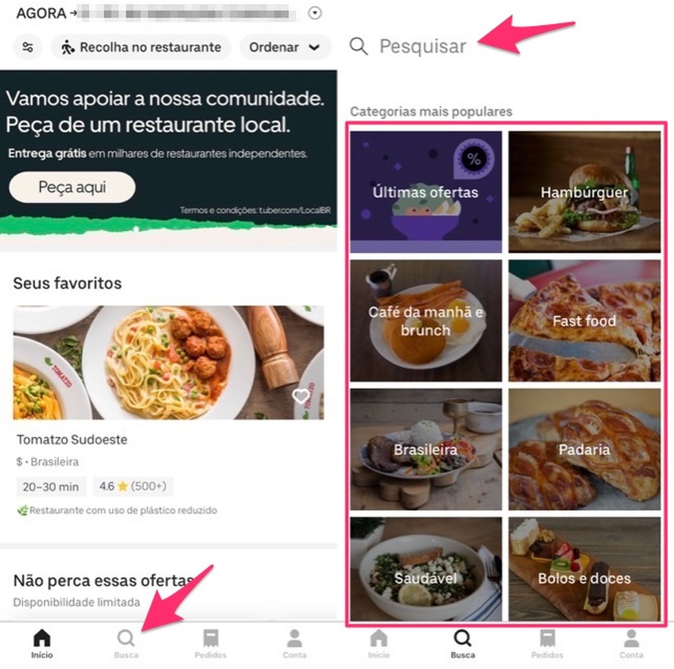 When to start the Uber Eats app search tool Photo: Reproduo / Marvin Costa