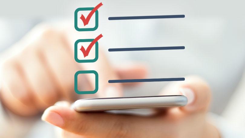 Smartphone checklist to increase productivity