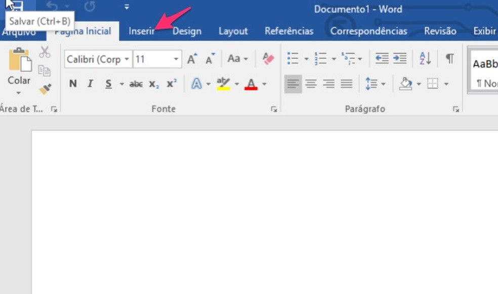 When to view options for inserting elements into a Word document Photo: Reproduo / Marvin Costa