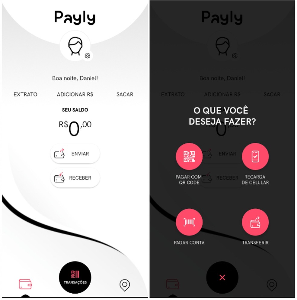 Payly has a specific feature for accounts in the "Transactions" menu Photo: Reproduo / Daniel Dutra
