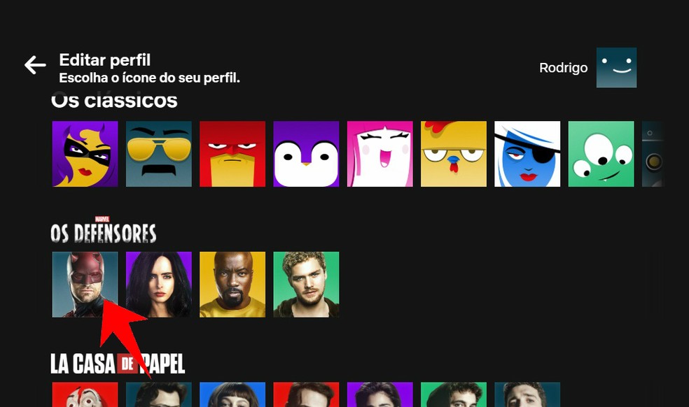 Netflix allows you to exchange profile photos for cones that show characters from famous series and movies Photo: Reproduo / Rodrigo Fernandes