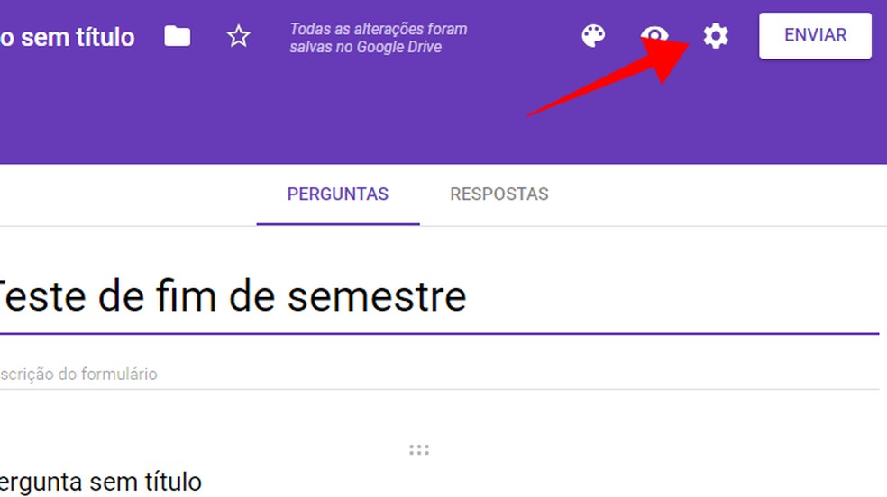 Configure your form in Google Forms Photo: Reproduction / Paulo Alves