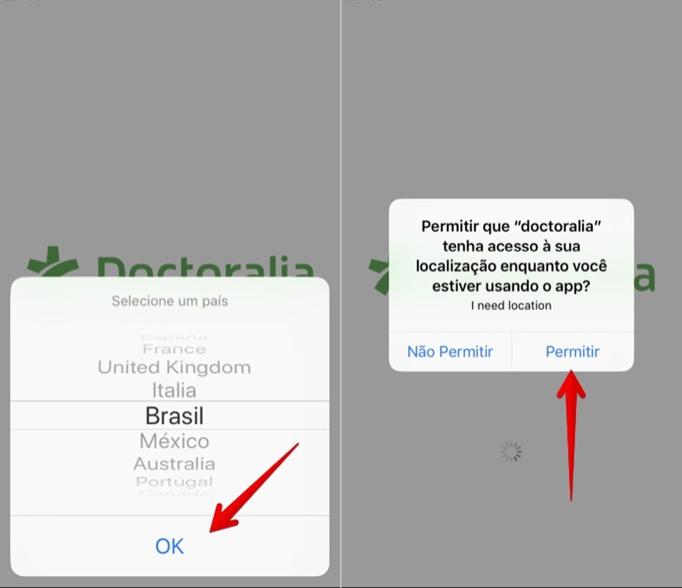 Select the country and allow the app to access your location Photo: Reproduo / Helito Bijora