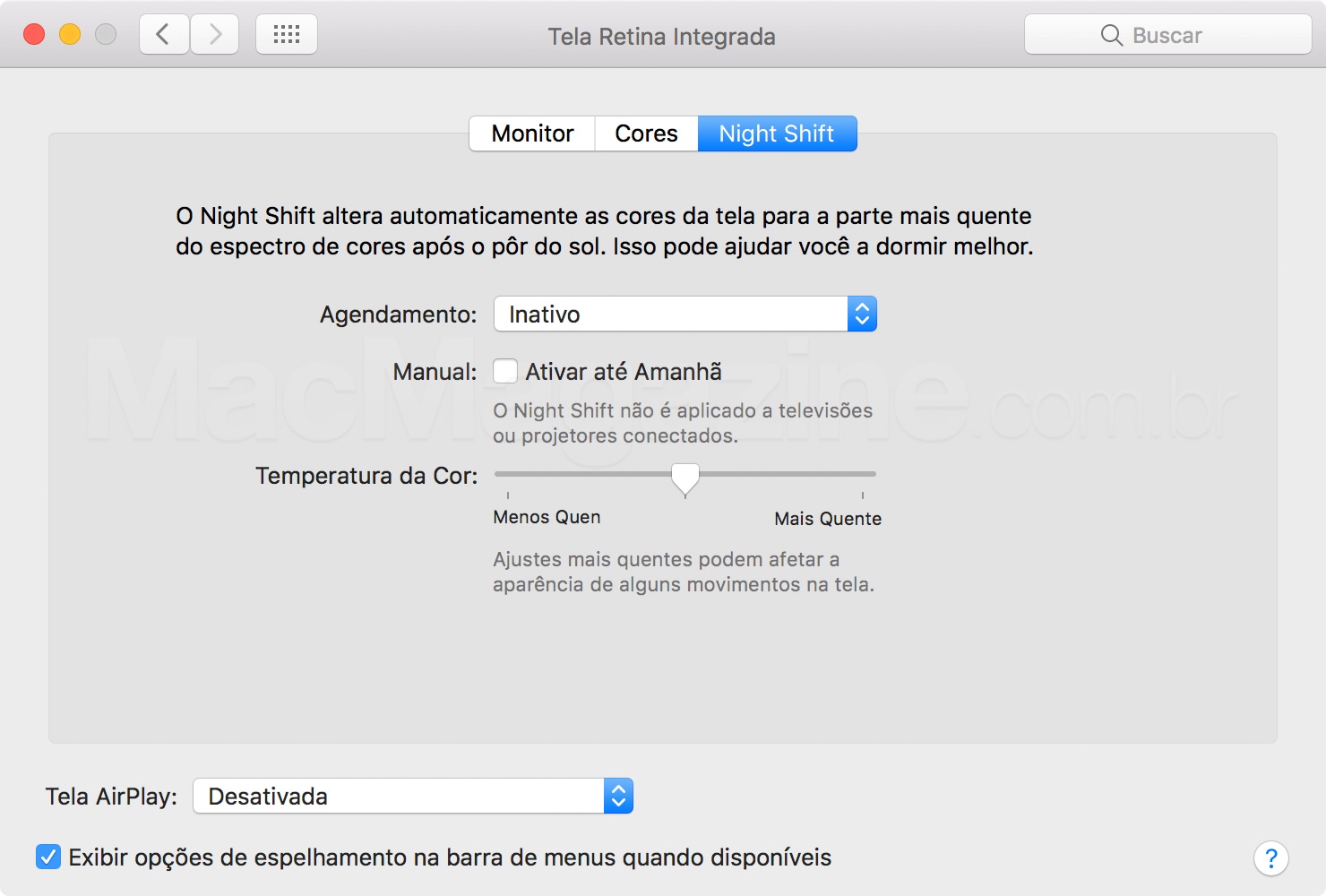 Night Shift on macOS Sierra 10.12.4 beta