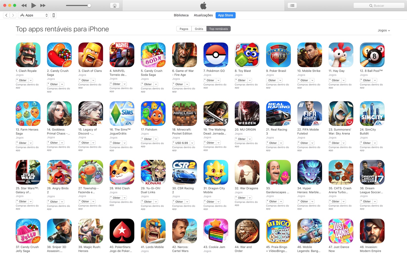 Top profitable apps on the Brazilian App Store