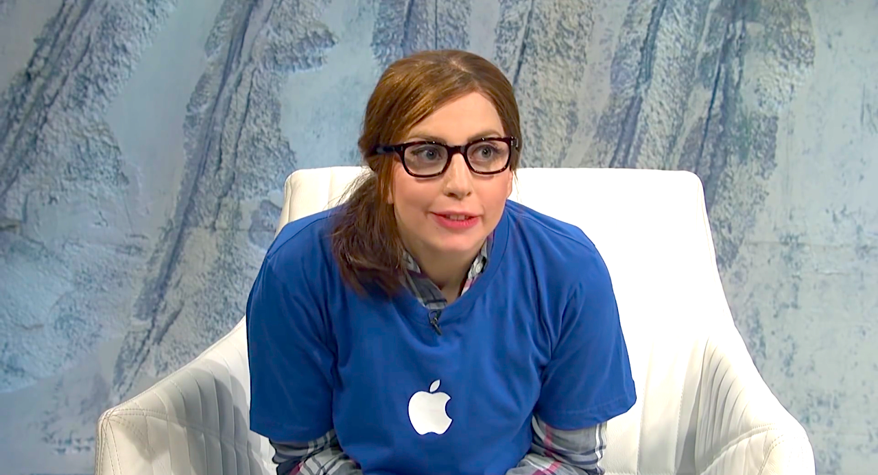 Lady Gaga's Esket as Apple Store employee on Saturday Night Live