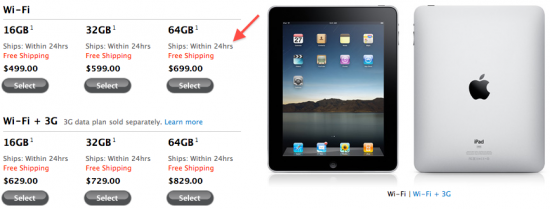 IPad delivery forecast; Apple Online Store