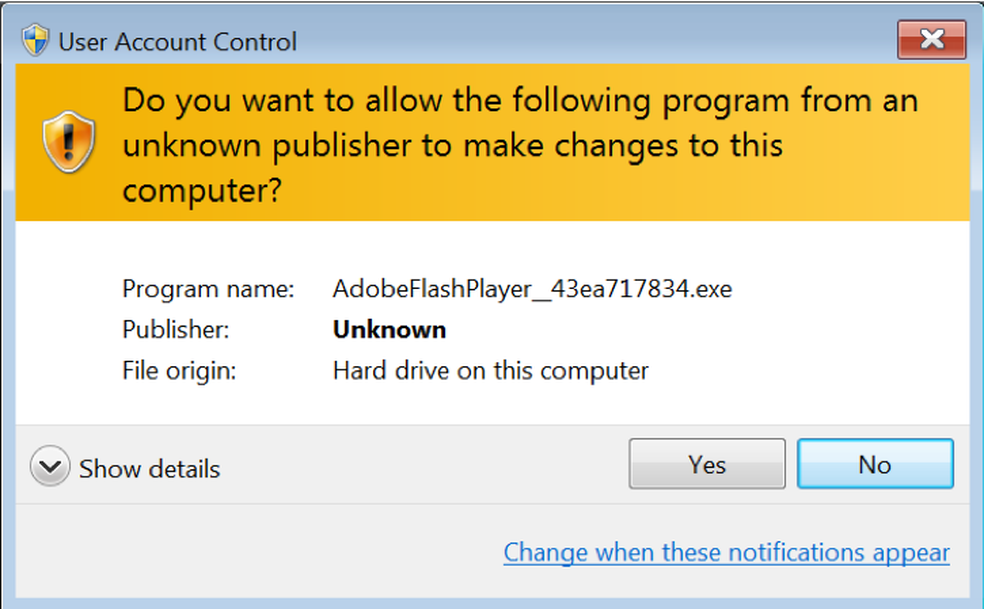 Windows installer shows unknown publisher Photo: Reproduo / Palo Alto Network Blog