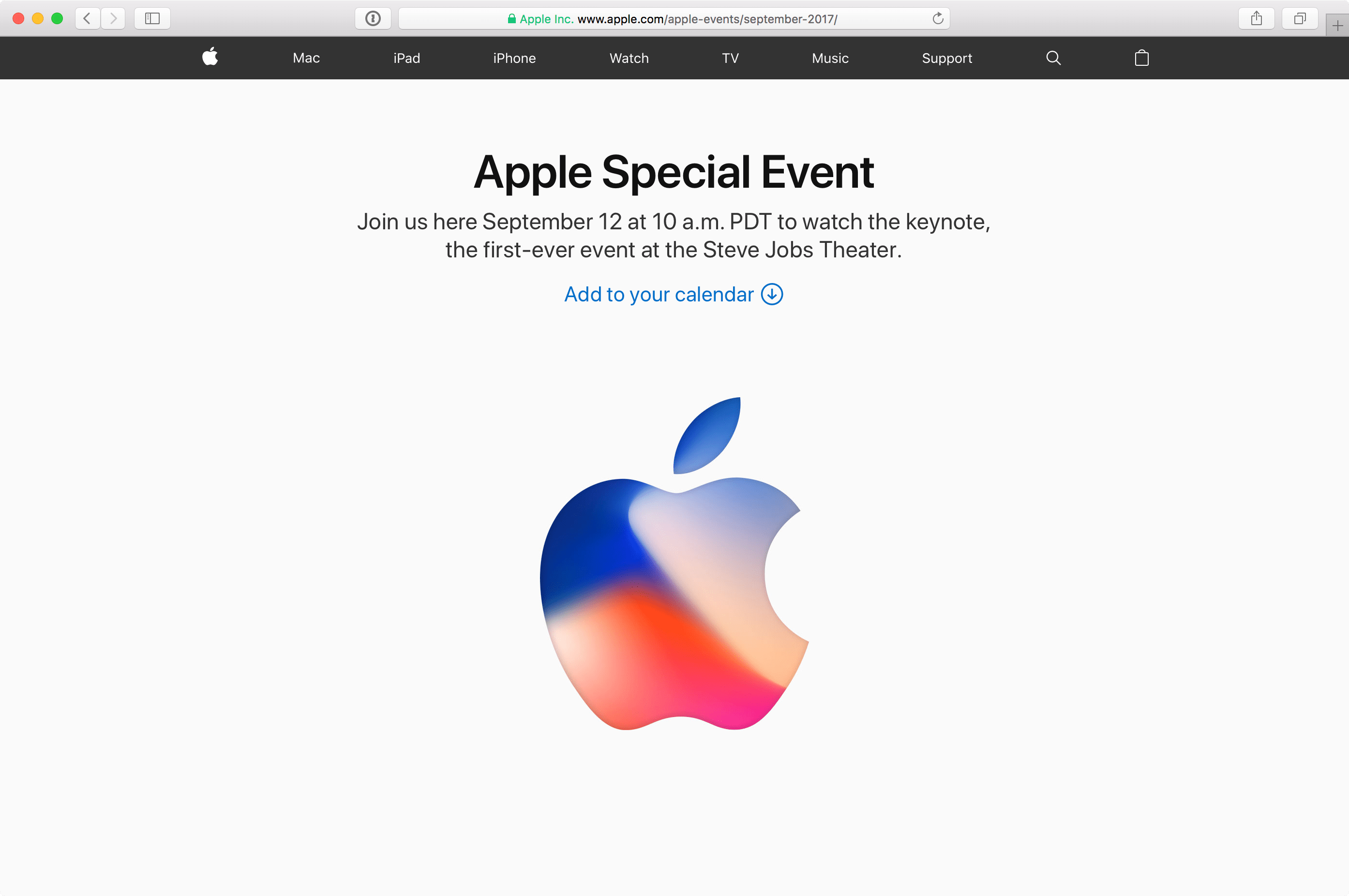 Live streaming on the Apple website