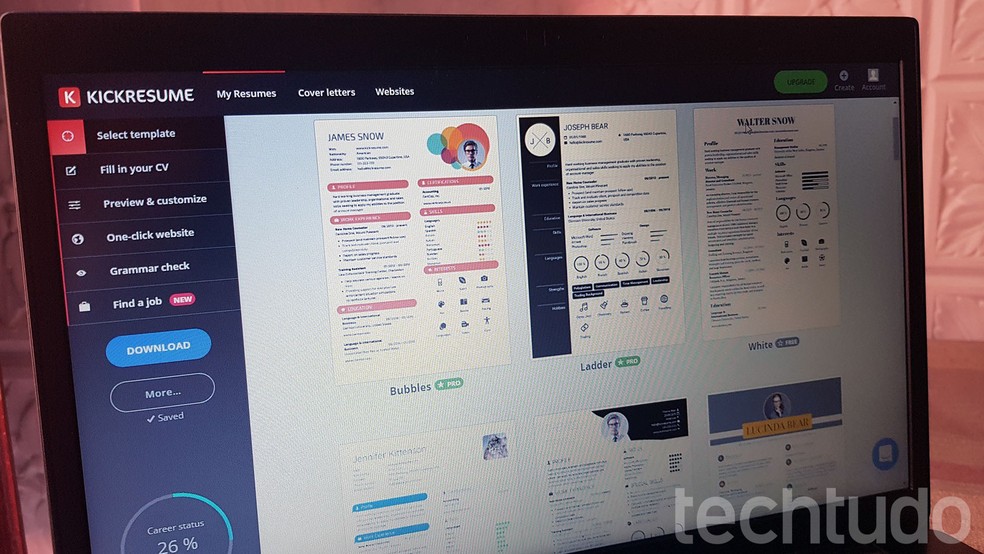 Kickresume allows you to edit and download free resumes Photo: Paulo Alves / dnetc