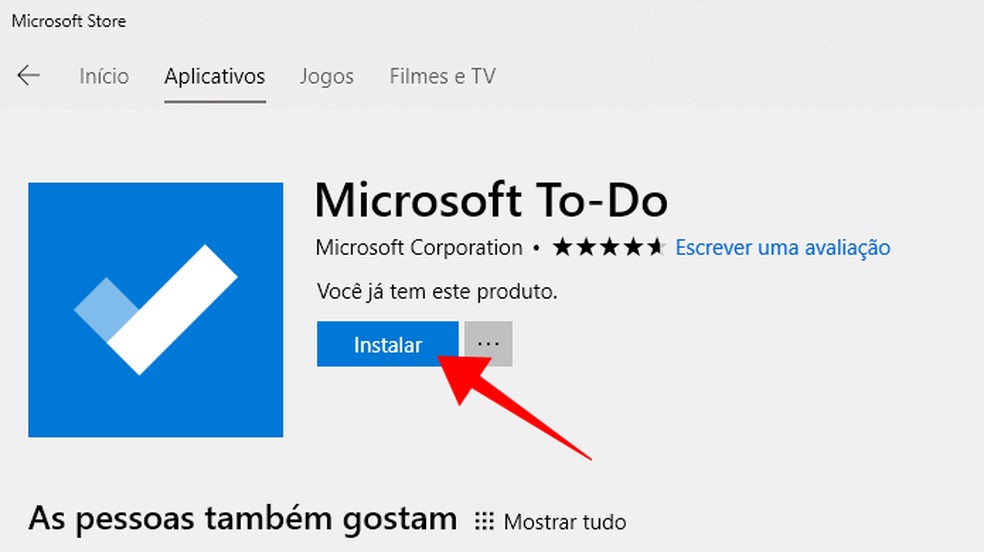 Download Microsoft To-Do on Windows 10 PC Photo: Reproduo / Paulo Alves