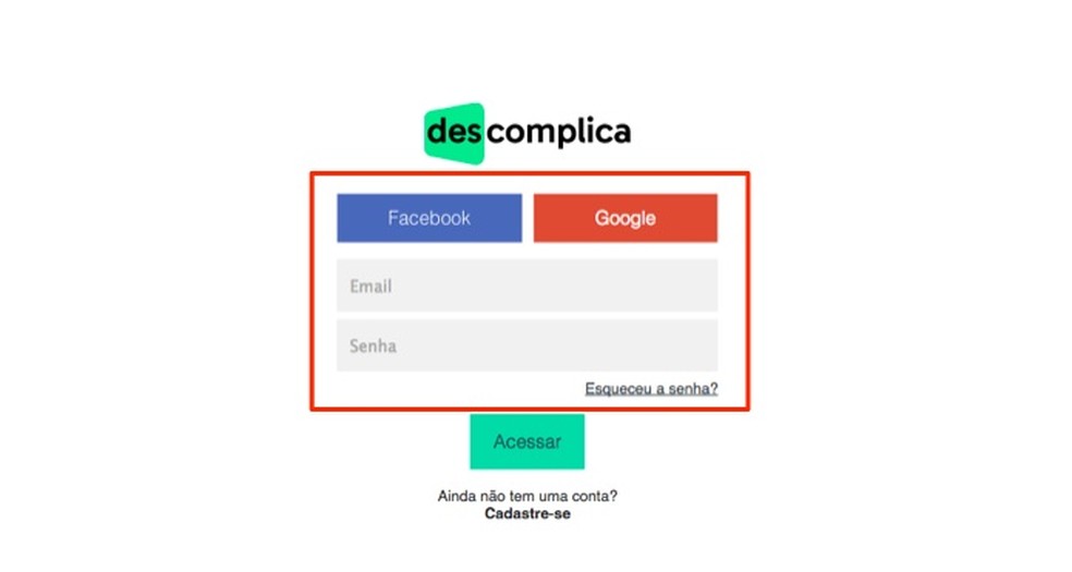 When creating a register on the website Descomplica Foto: Reproduo / Marvin Costa