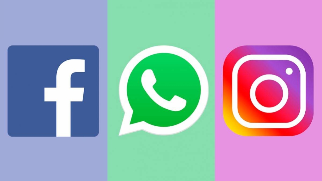 Facebook, WhatsApp and Instagram logo 