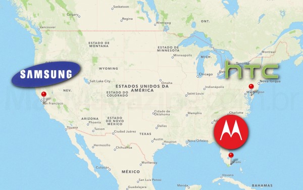 Trial map - Samsung, HTC and Motorola