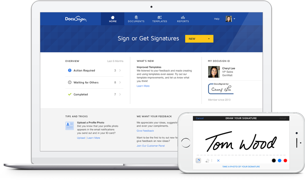 DocuSign allows users to sign documents virtually Photo: Divulgao / DocuSign
