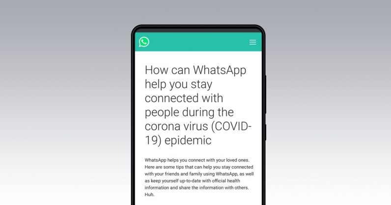 WhatsApp Coronavirus Information Hub Page