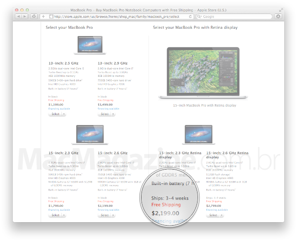 ↪ The cost of the new MacBook Pro's Retina display is more than $ 150; in the USA, sales are high