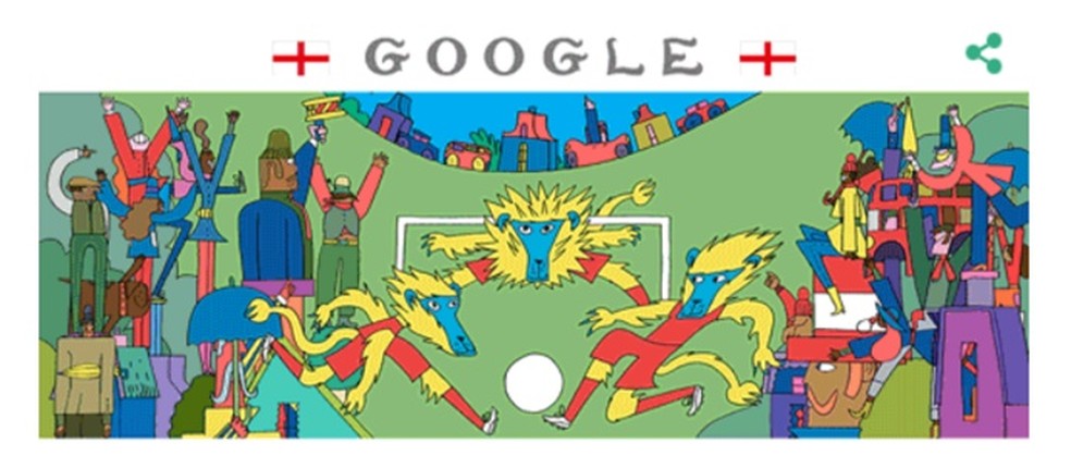 Doodle from England has lions in a football match Photo: Reproduo / Google