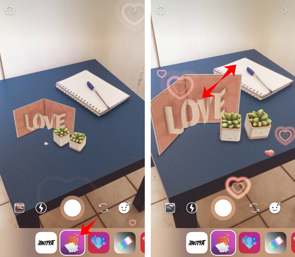 Instagram augmented reality filters add 3D elements to the user's environment Photo: Reproduo / Rodrigo Fernandes