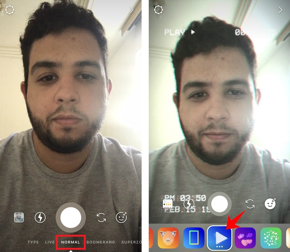 Filters create various animated effects on Instagram Stories videos Photo: Reproduo / Rodrigo Fernandes