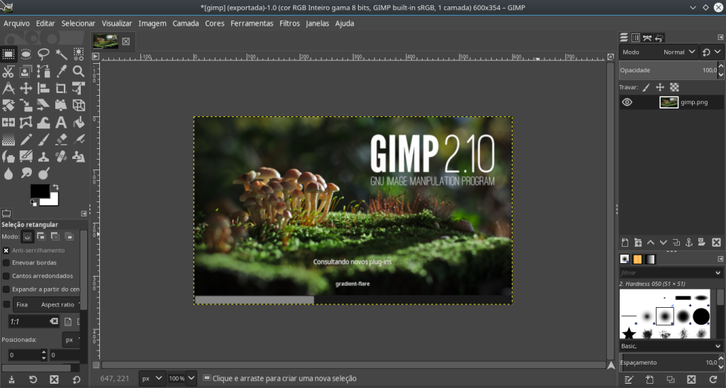 GIMP home screen