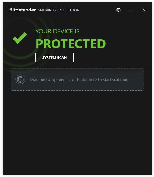 BitDefender splash screen, with options for immediate verification on the system