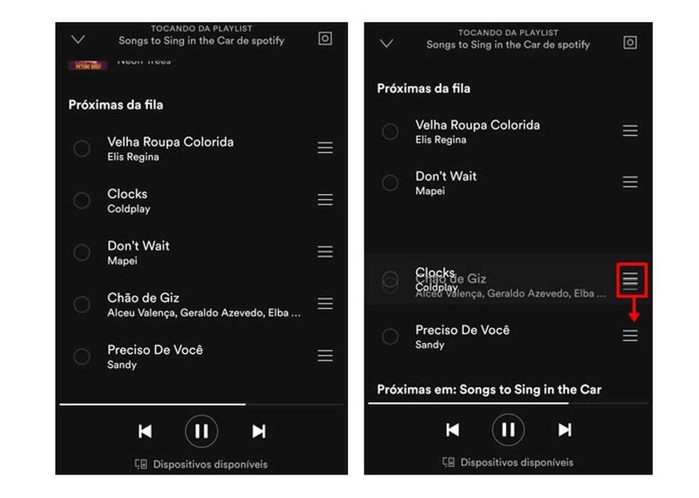   It is possible to rearrange the music in the Spotify queue Photo: Reproduo / Taysa Coelho