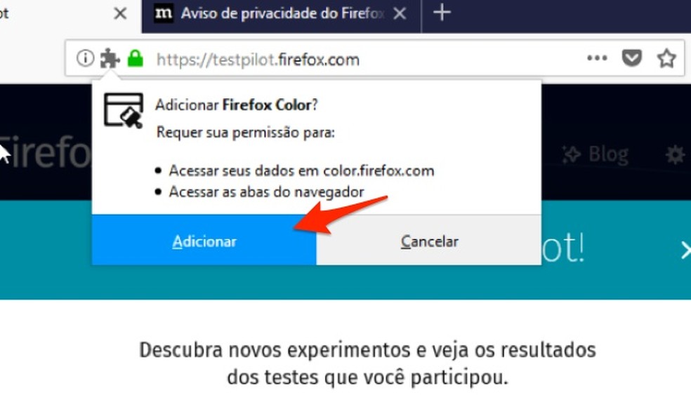 When to add the extensive Firefox Color in Firefox Photo: Reproduo / Marvin Costa