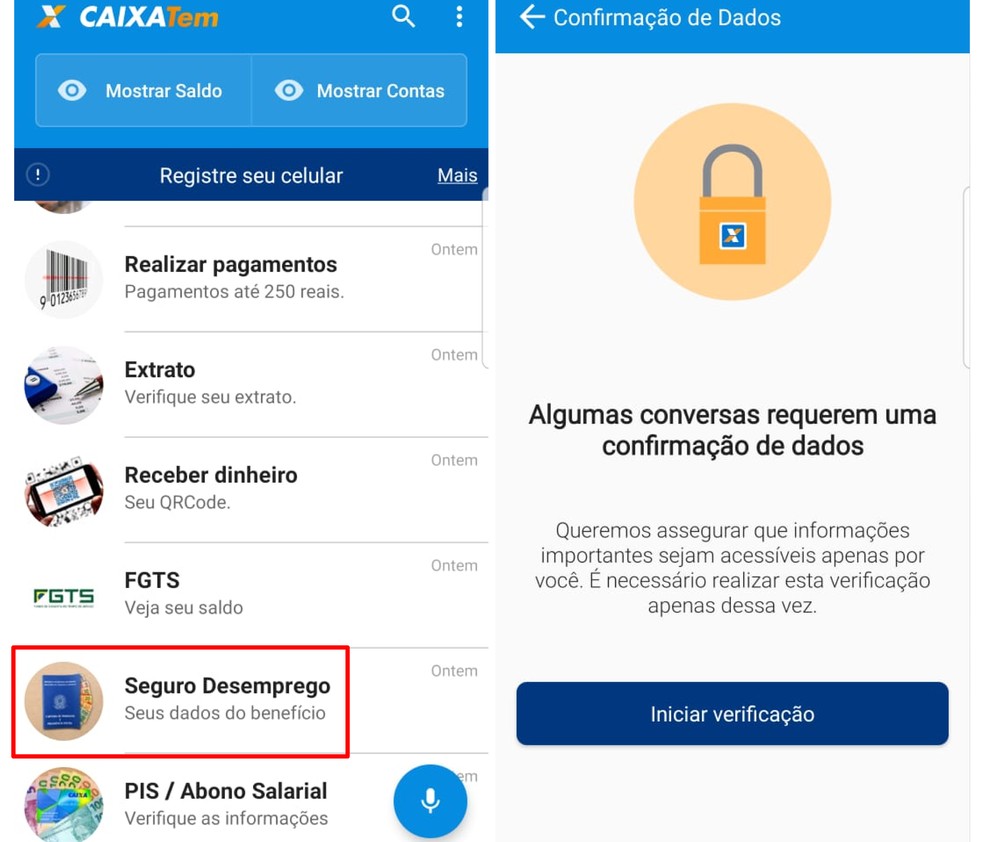 Access to unemployment insurance at CAIXA Tem requires verification of cell phone Photo: Reproduo / Emanuel Reis