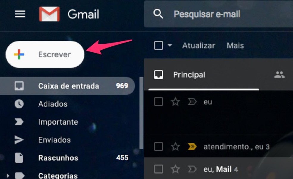 When to open a draft email in the new Gmail Photo: Reproduo / Marvin Costa