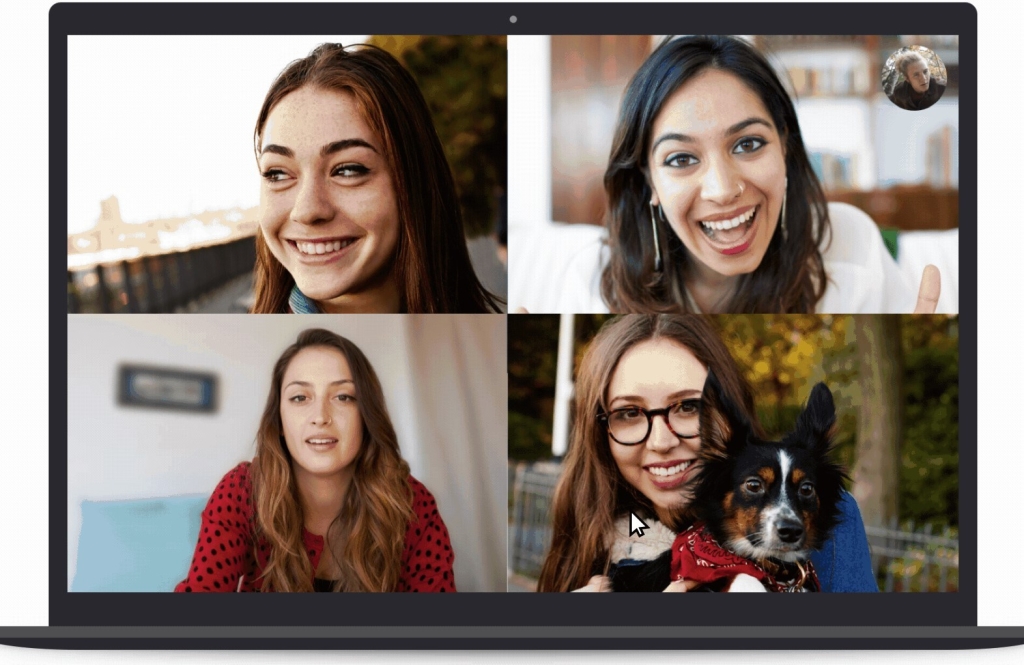 Women on videoconference with blurred background