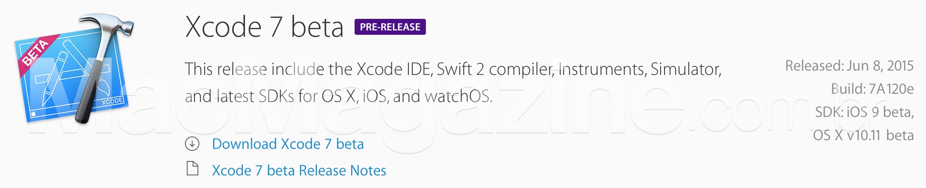First beta of Xcode 7
