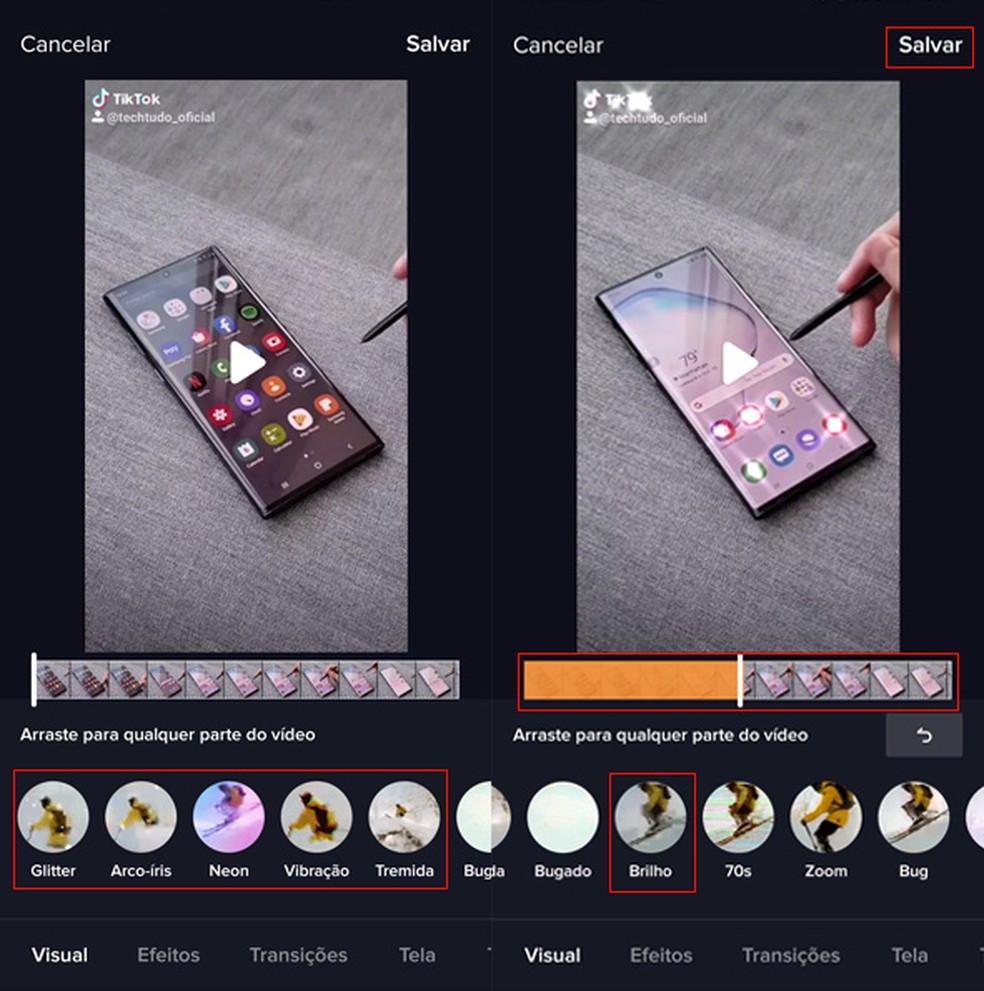 Slide the filter bar to the left until you reach the "Brightness" option, which is the "bling" effect on Tiktok in Portuguese Photo: Reproduo / dnetc