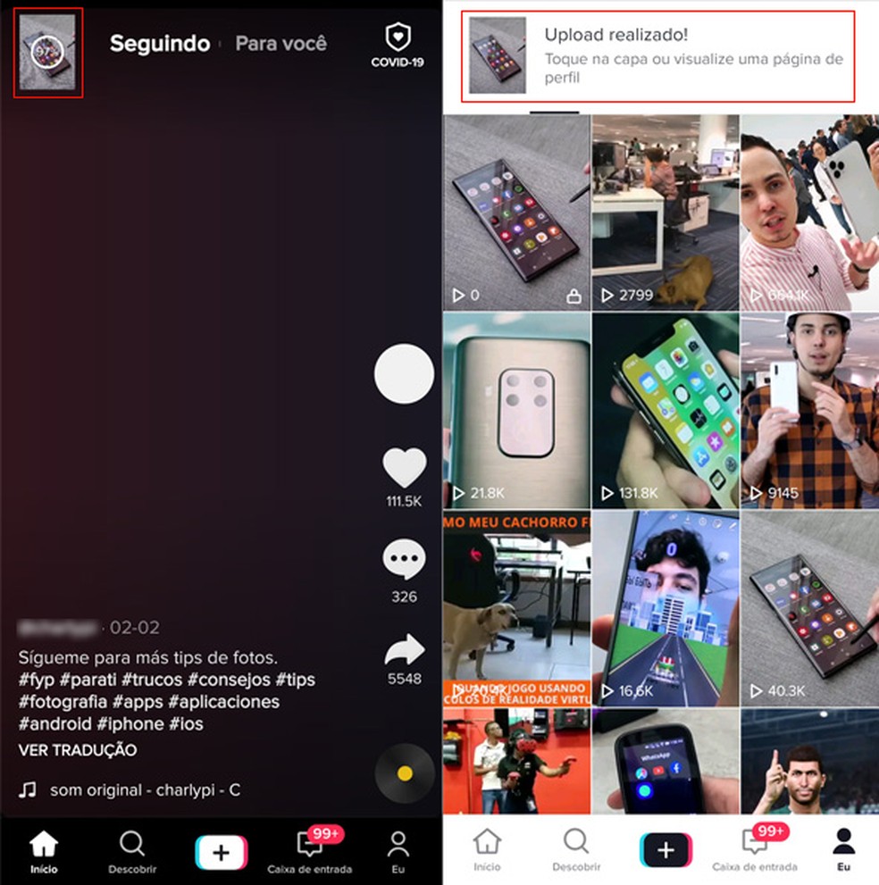 TikTok notifies you when the video has been published Photo: Reproduo / dnetc