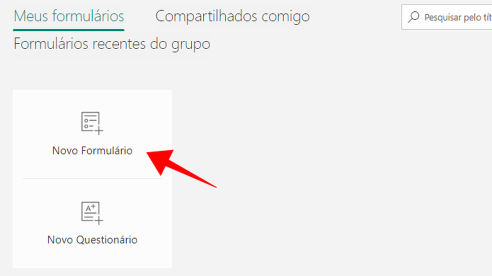 Create a form in Microsoft Forms Photo: Reproduction / Paulo Alves