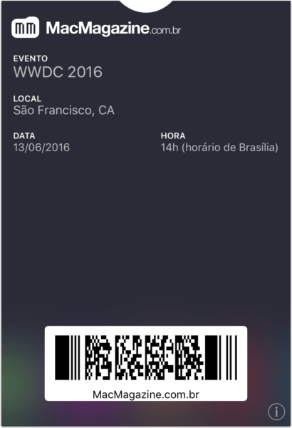 Wallet Ticket - WWDC 2016