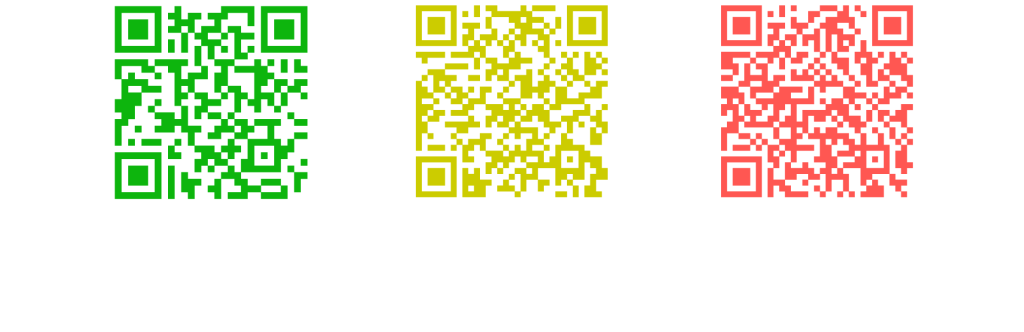 Example of QR codes, such as those used in China systems